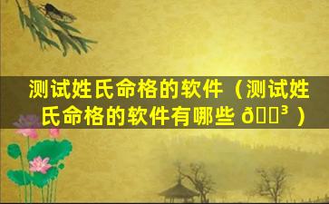 测试姓氏命格的软件（测试姓氏命格的软件有哪些 🌳 ）